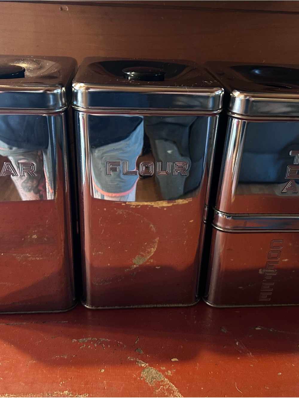 Stainless Steel 4 Canister Set- Chrome Finish - Retro 1970s